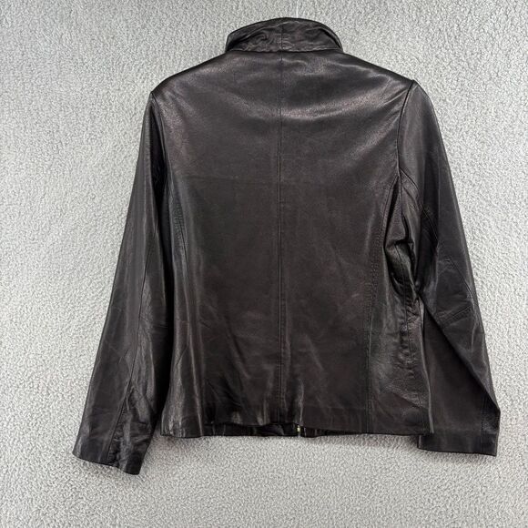Vintage Leather Jacket Stone Mountain Mod Moto Genuine Leather Minimalist - Picture 3 of 12